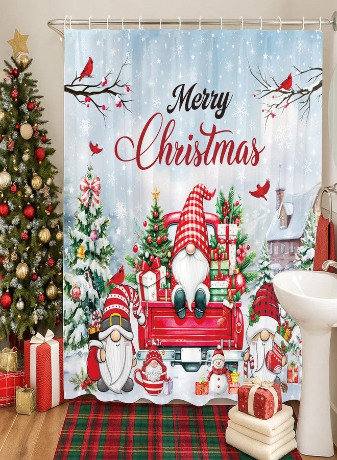 InIsaJace Gnome Christmas Shower Curtain, Merry Christmas Bath Tub Curtain, Cute Xmas Waterproof for Holiday Home Bathroom Decor(71 X 71 Inches) - Image 3